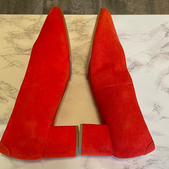 COS Dark Orange Suede Block Heel Round Toe Pumps 6 - Picture 8 of 13